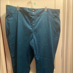 Aqua blue pull on jeans